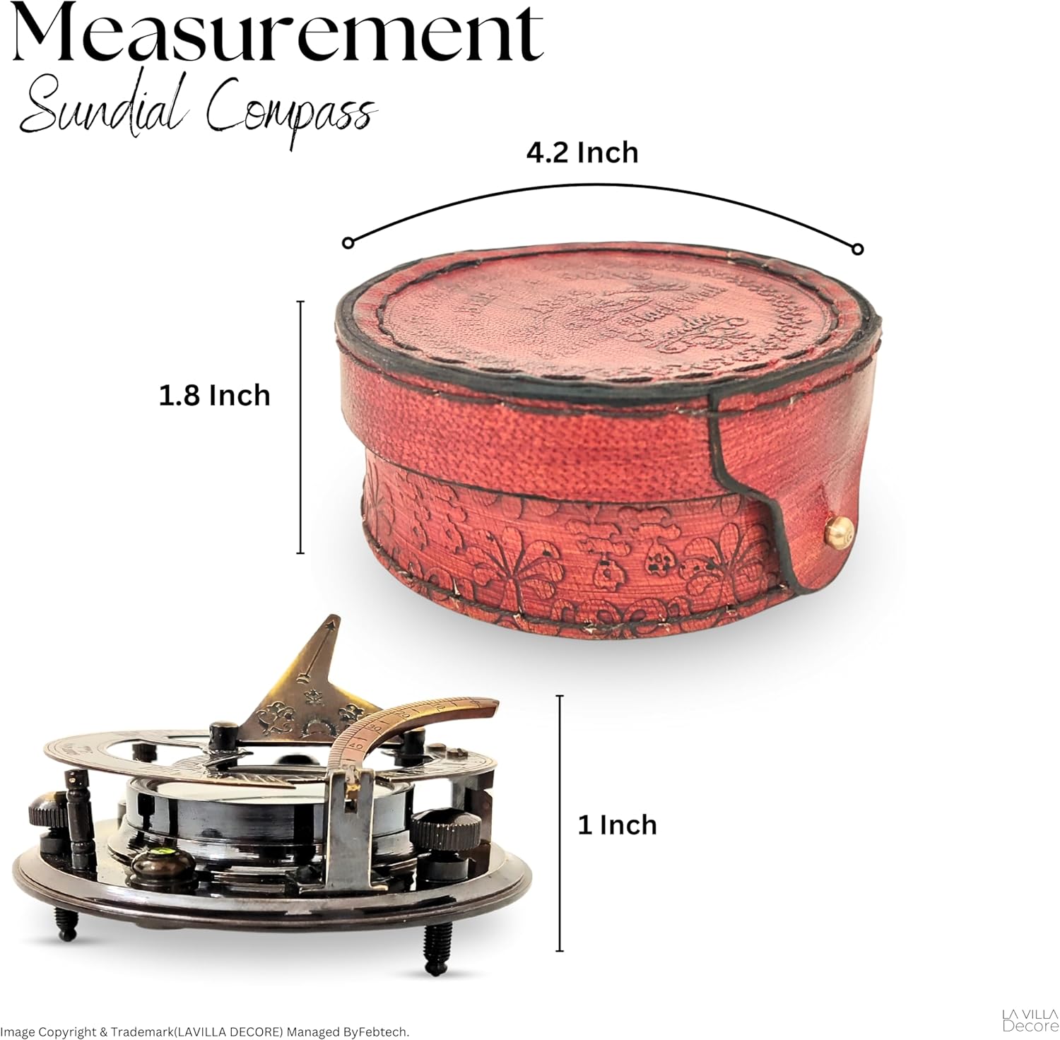 LAVILLA DECORE Antique Brass Compass - Anniversary & Wedding - Handcrafted Antique Finish - Unique Gift with Personalized Card