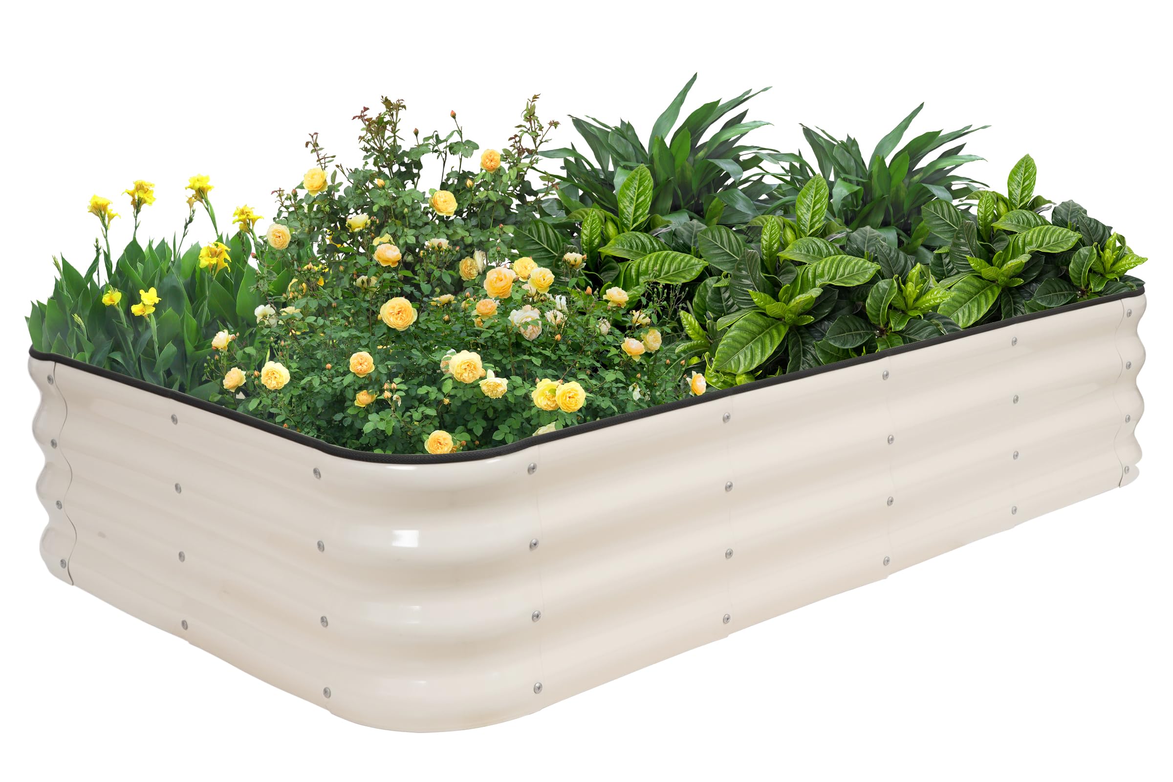 GoCampDriect 4IN1 Raised Garden Bed - 5x3x1ft Galvanized Raised Garden Boxes Outdoor Corrosion Resistant | Variable Shape 6x2x1ft Metal Raised Garden Beds for Planting Vegetable, Herb,Fruits,White