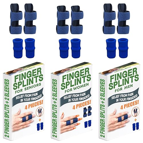 Férula para dedos para todos, personas mayores, mujeres, hombres y niños, 6 férulas y 6 mangas, soporte para dedos rotos, gatillo y dedo de mazo,
