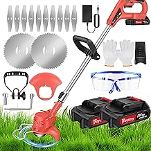 21V Cordless Strimmer, Telescopic Grass Trimmer with 10,000 RPM, 10xMetal Blades, 2 x 1500mAh Upgrade Battery, Electric Garden Strimmer Grass Cutter for Your Garden and Lawn Care Needs