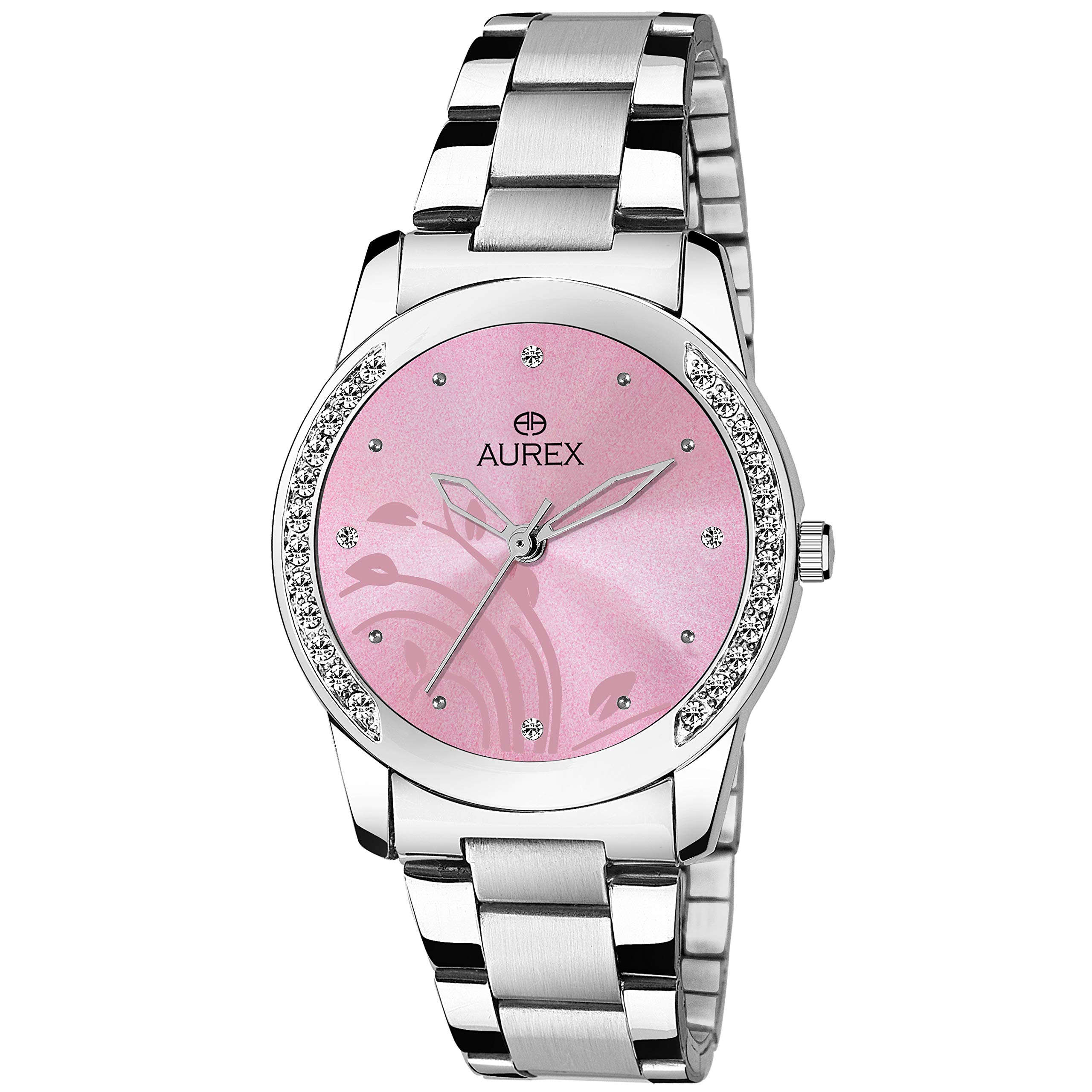 AUREX Analog Pink Dial Round Shaped Stainless Steel Womens Bracelet Watch (AX-LR557-PKC) (B08DK74C77) Amazon Price History, Amazon Price Tracker
