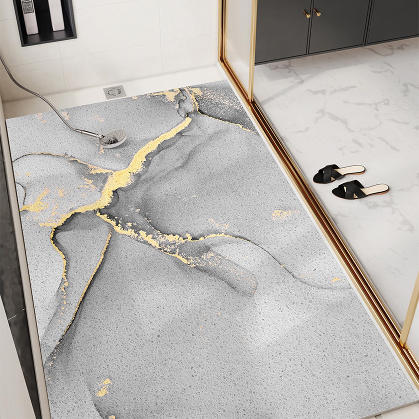 Yinghesheng Non-slip Bath Mats, Shower Mat, Non-Slip Shower Mat, Print PVC Non-Slip Mat, Bath Mat for Wet Areas, High Water Permeability,G,50x80cm