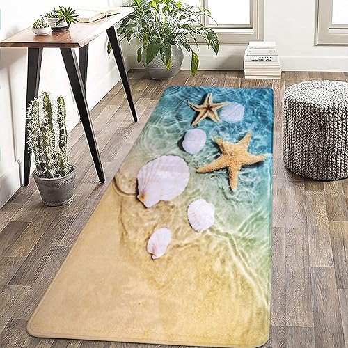Alfombra de baño larga antideslizante con parte trasera de goma, alfombra de baño de espuma viscoelástica, 72 x 24 pulgadas, impresión 3D, alfombra