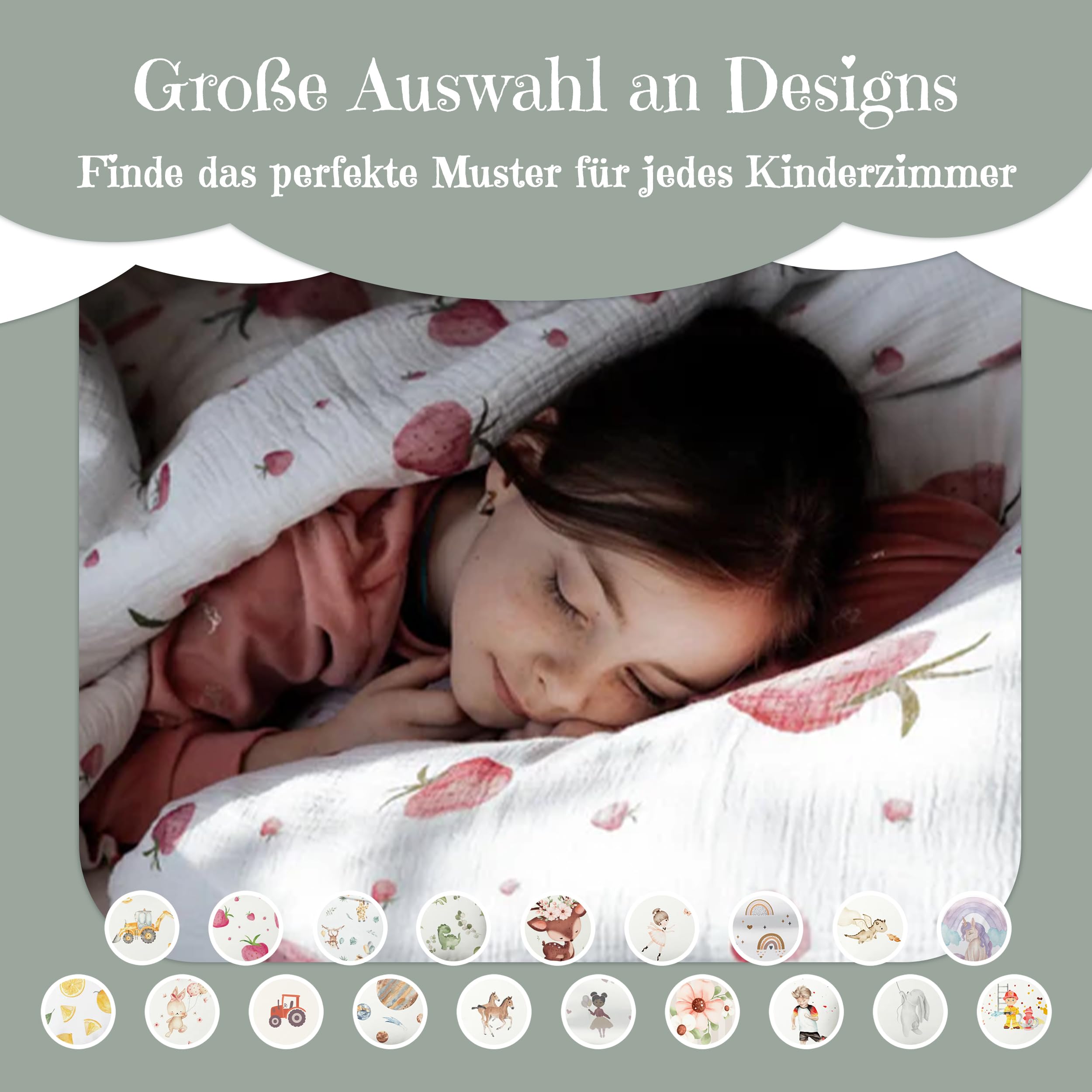 Premium Bettwäsche 135x200 für Kinder (Ballerinas) - Flauschige Musselin aus Baumwolle - Oeko-TEX zertifizierte Premium Kinderstoffe