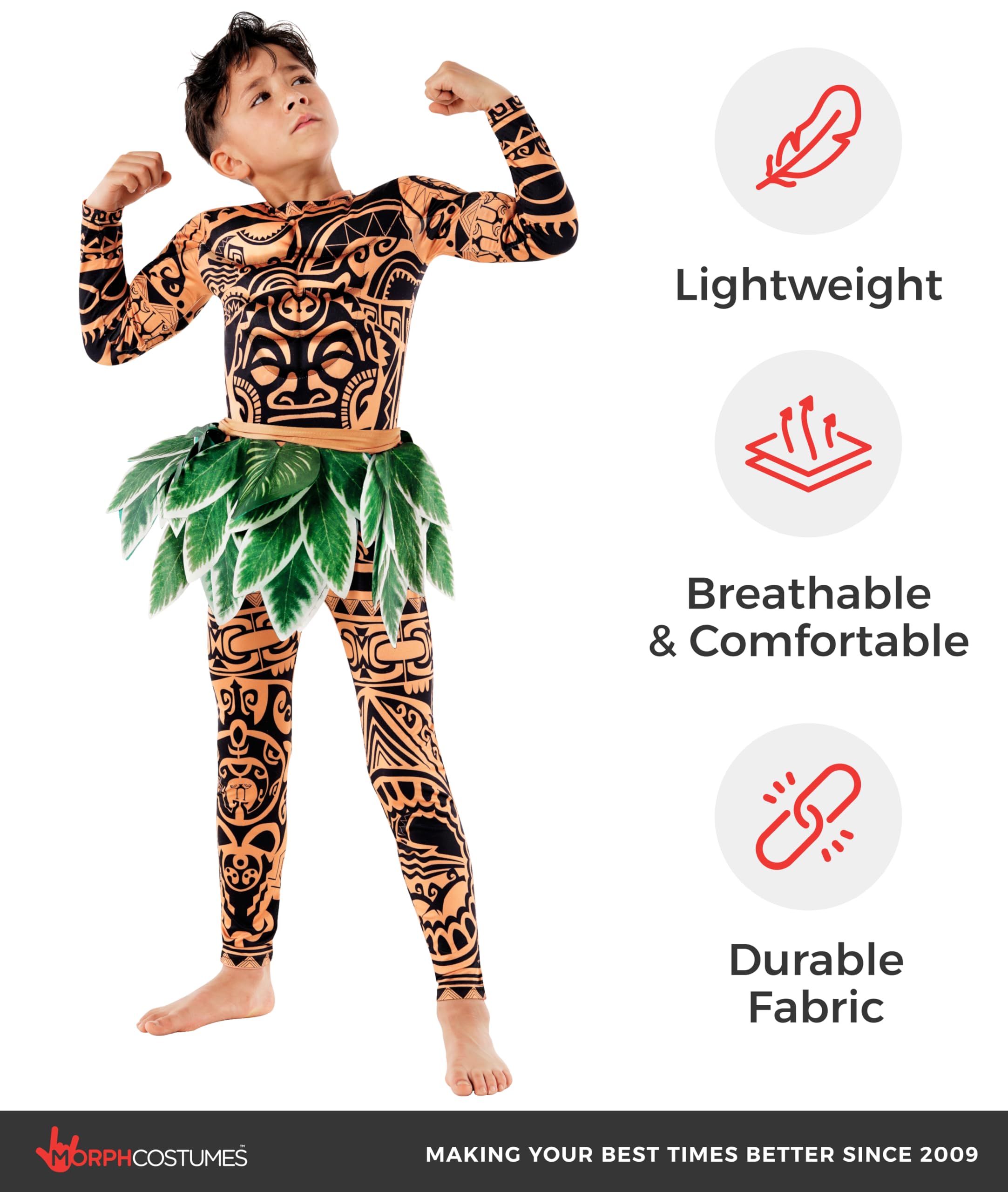 Morph Kostüm Kinder, Maori Verkleidung für Karneval und Halloween, Kreatives Kinderkostüm