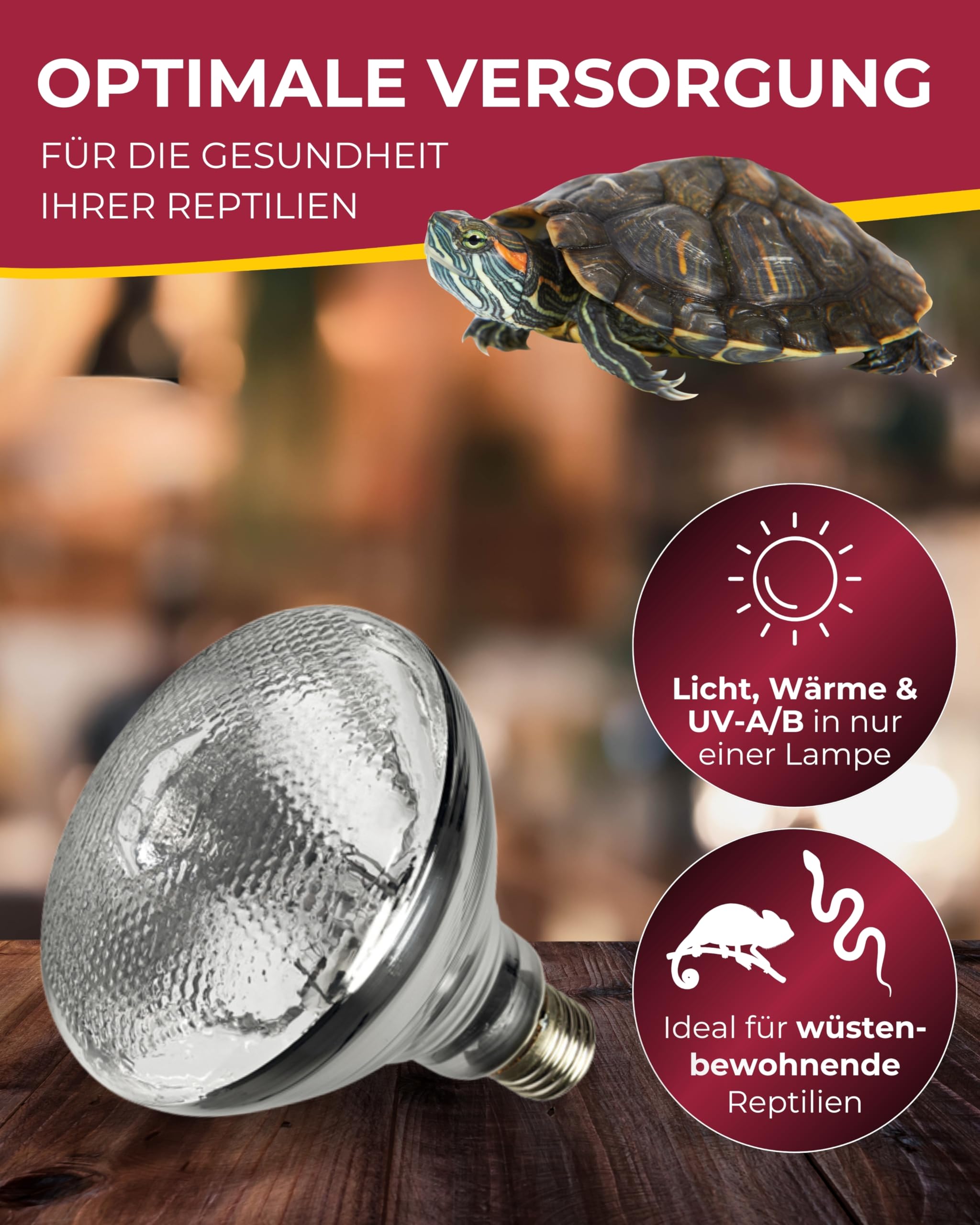 HOBBY Terraristik UV Reptile vital Desert UV-Lampe 100 W für Terrarien Reptilienhaltung UV-Flächenstrahler