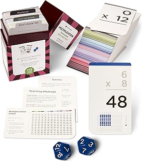 173 Multiplication Flash Cards + 2 Math Dice (Award Winning) All Facts 0-12 Answer on Back, for Kids in 2ND, 3RD, 4TH, 5TH, 6TH Grade Class or Homeschool - Games & Chart