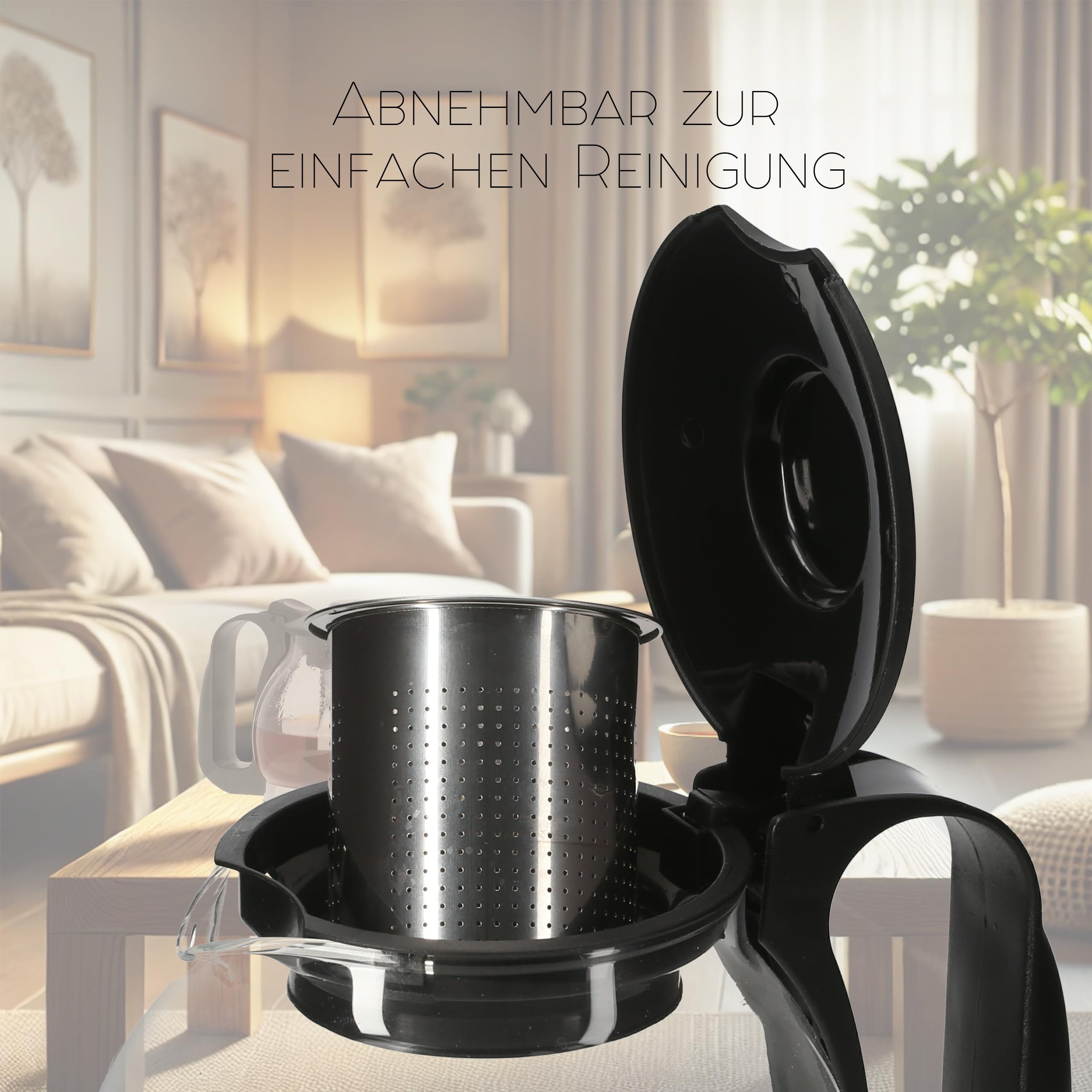 Lantelme Teekanne Borosilikatglas mit Deckel 1,25 Liter mit Siebeinsatz tropffrei und hitzebeständig | Glaskanne für Kräutertee Früchtetee und Teezubereitung | Glas Kanne mit Sieb für Tee und Kaffee