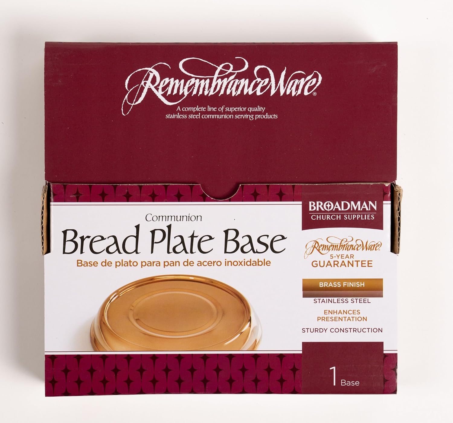 BROADMAN CHURCH SUPPLIES RemembranceWare Communion Stacking Bread Plate Base, Brass