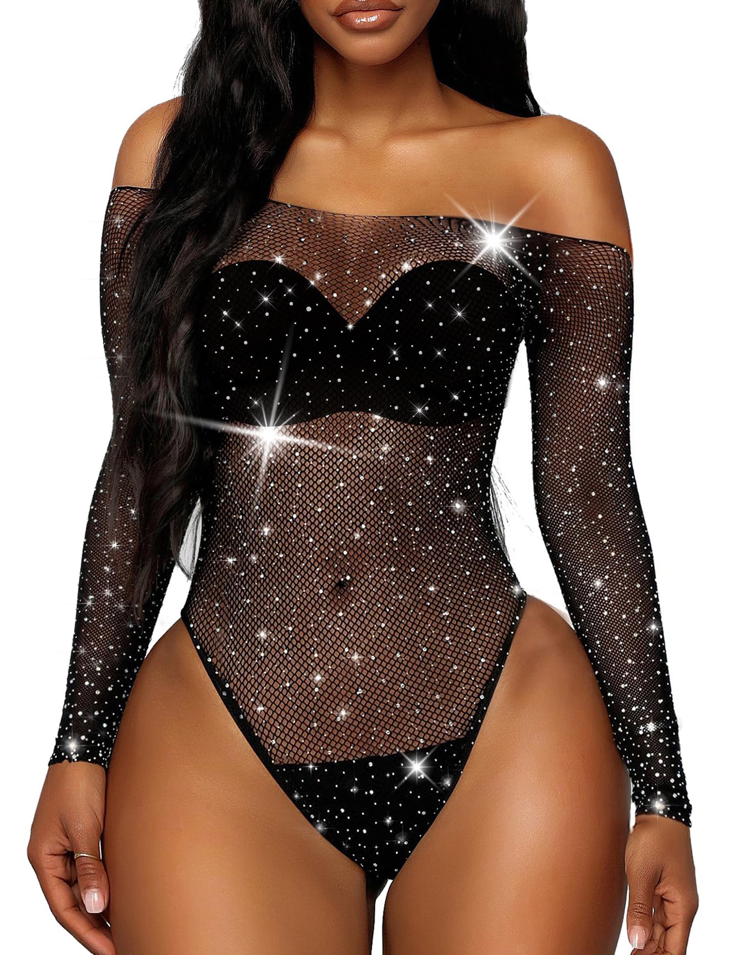 ssoshhub Sexy Lingerie for Women Naughty One Piece Bodysuit Deep V Neck Teddy Babydoll Mesh Nightwear for Women Mesh Badydoll Fishnets Dresses See Through Lingerie Chemise Outfits-picture-24