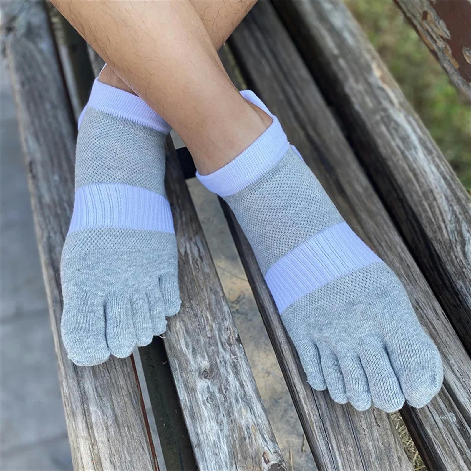 Calzini 5 Coppie Calzini da Uomo A Cinque Dita Grandi Calze da Mash di Cotone A Maglia Corta Traspirante-5 Coppie Grigio Scuro-Io 43-47