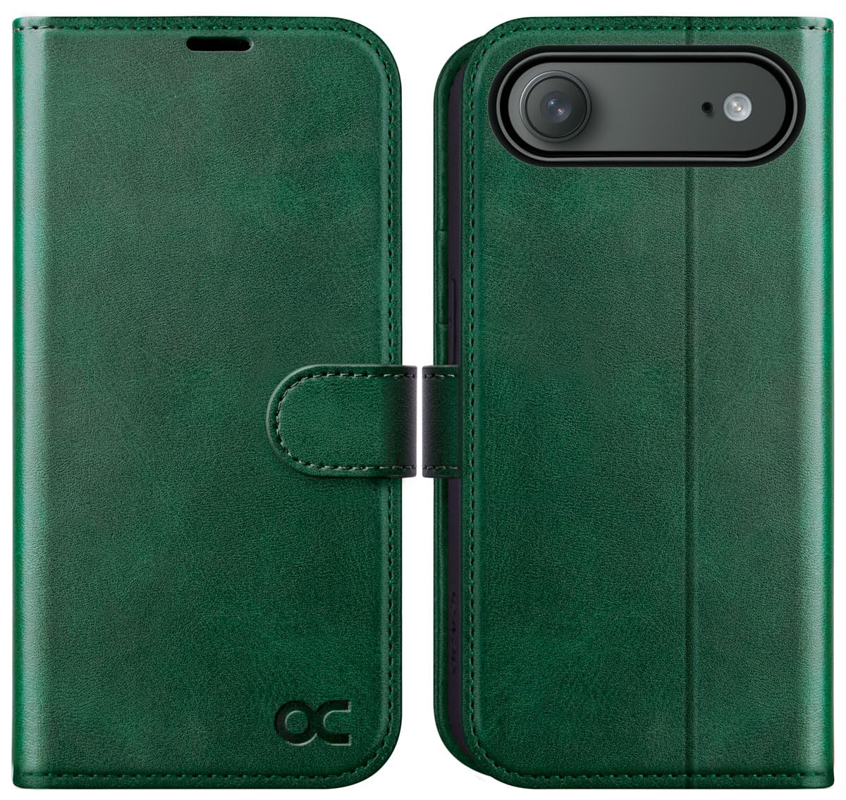 OCASE Hülle für iPhone Air 5G, Handyhülle [Kartenfach] [Magnet] [Standfunktion] [RFID Blocker] Stoßfest Lederhülle Kompatibel mit iPhone Air Dunkelgrün