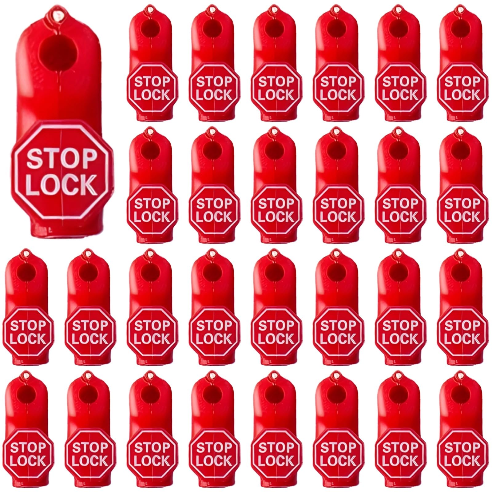 Generisch 100 szt. zatrzasków zabezpieczających Stop Lock, uniwersalne zapięcia hakowe do pegboardu, plastikowe klipsy zabezpieczające z otworem 0,24 cala do prezentacji sklepu i ochrony towarów