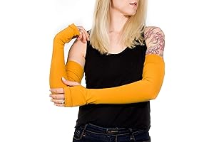 Forgotten Cotton Women's Mustard Yellow Extra Long Jersey Fingerless Gloves