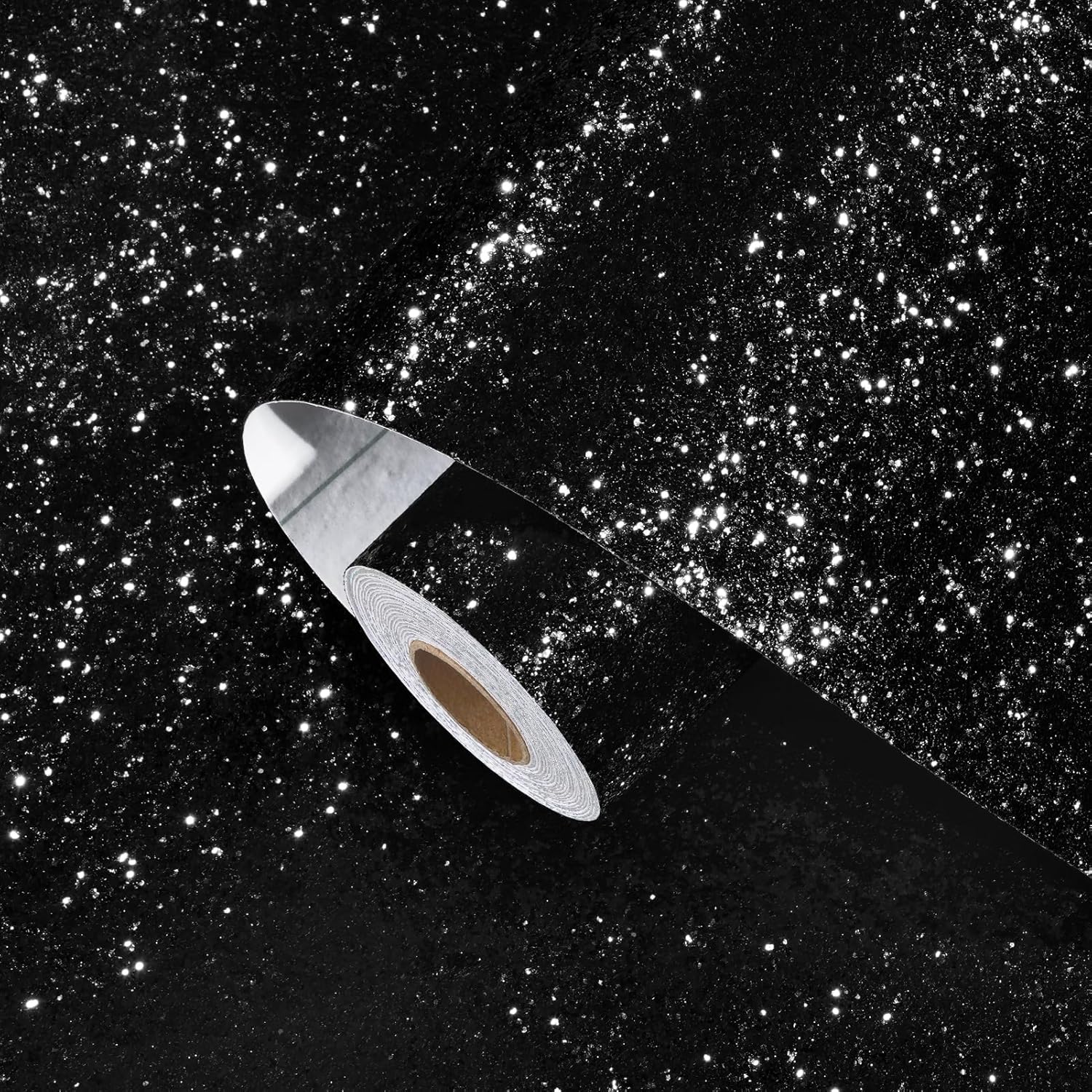 Black Glitter Wallpaper Peel and Stick Sparkle Chunky Glitter Contact Paper Black Shiny Self Adhesive Contact Paper for Gift Boxes Crafts Party Decorative Removable Wallpaper 11.81"x78.74"
