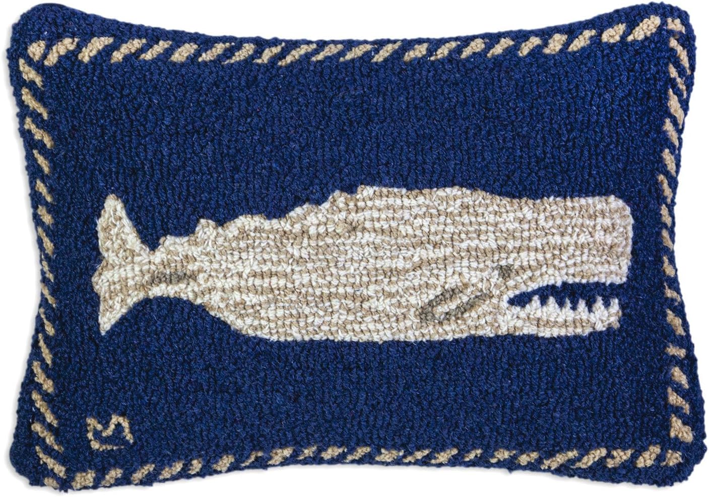 Chandler 4 Corners Artist-Designed Moby Dick Hand-Hooked Wool Decorative Throw Pillow (14 in x 20 in) Marine Life Pillow for Couches & Beds - Easy Care & Low Maintenance, Nautical & Ocean Home Décor