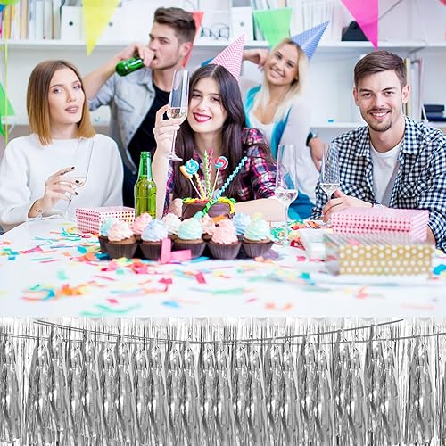 Miniatura 4 de Guirnalda metálica de flecos de papel de aluminio plateado 8P para desfiles, despedidas de soltera, bodas, cumpleaños, Halloween, Navidad,