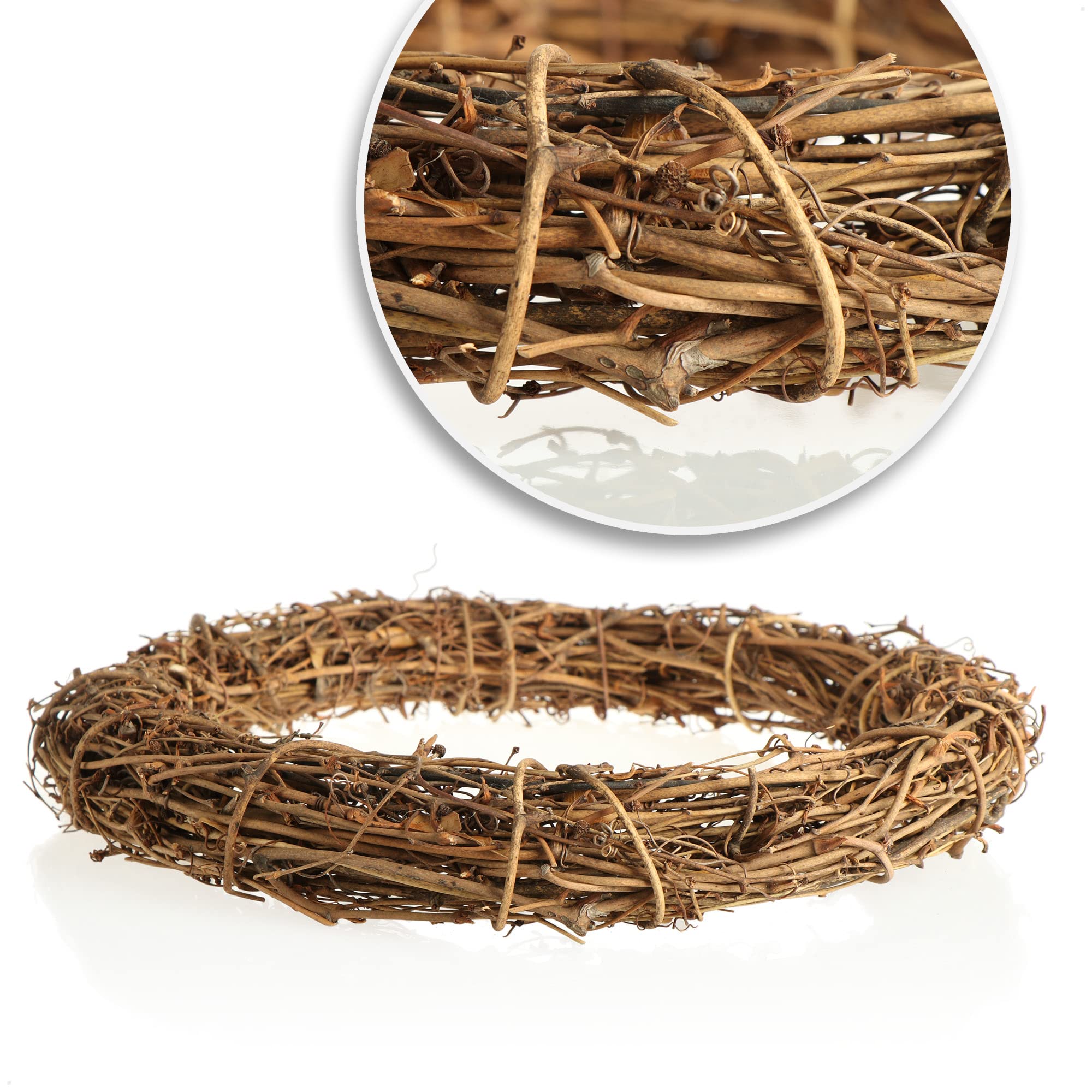 COM-FOUR® 4x Ghirlanda decorativa in legno fai-da-te per la lavorazione - ghirlanda in rattan per decorare finestre, tavoli e porte (4 pezzi - ghirlanda Ø30cm marrone chiaro)