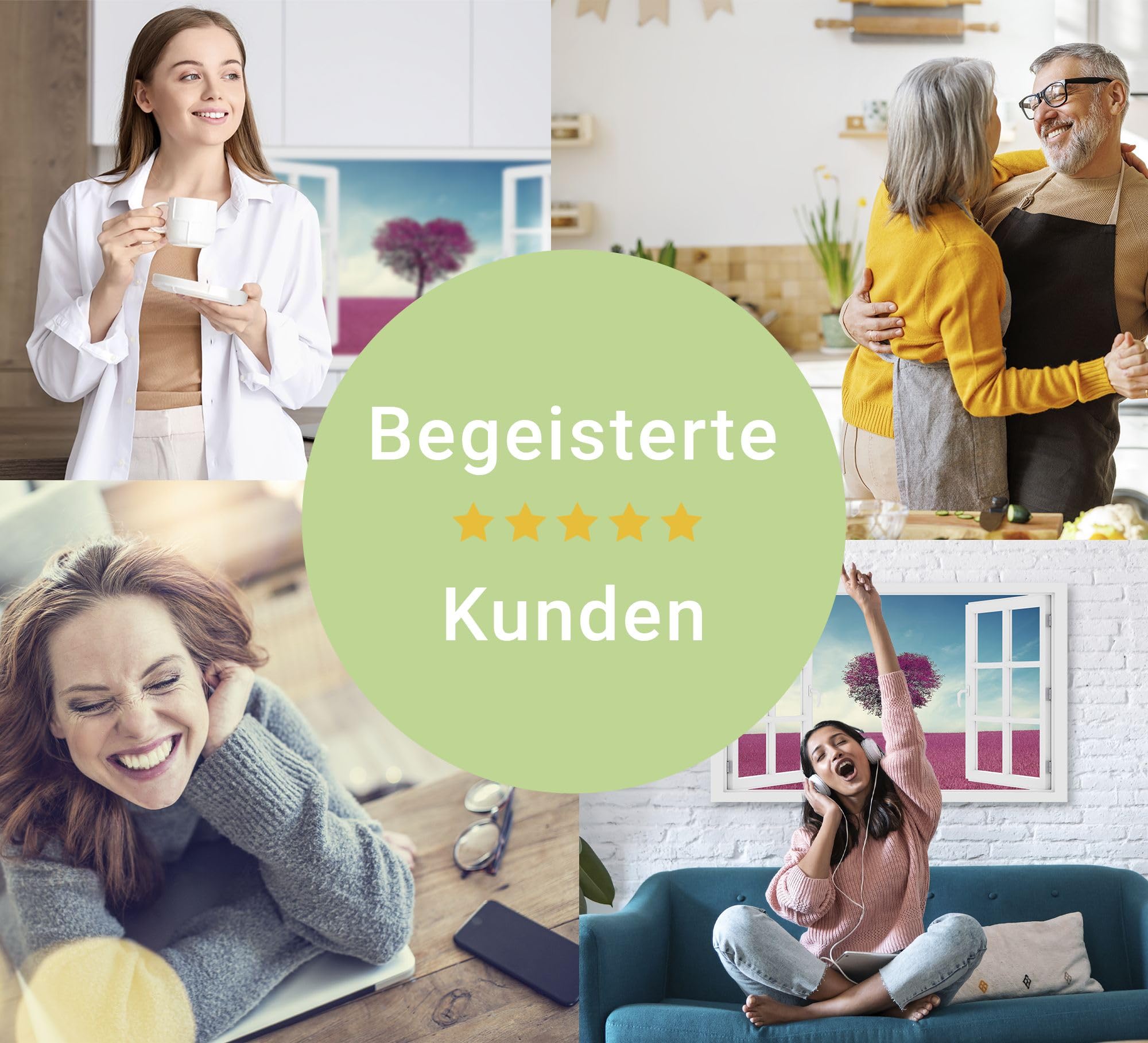 Wandbild Outdoor wetterfeste Bilder für draußen | Gartenbilder Innen & Außen | Landschaftsbilder Acryl Glas Fensterblick Effekt | 60x60cm Feld Himmel Baum Herz