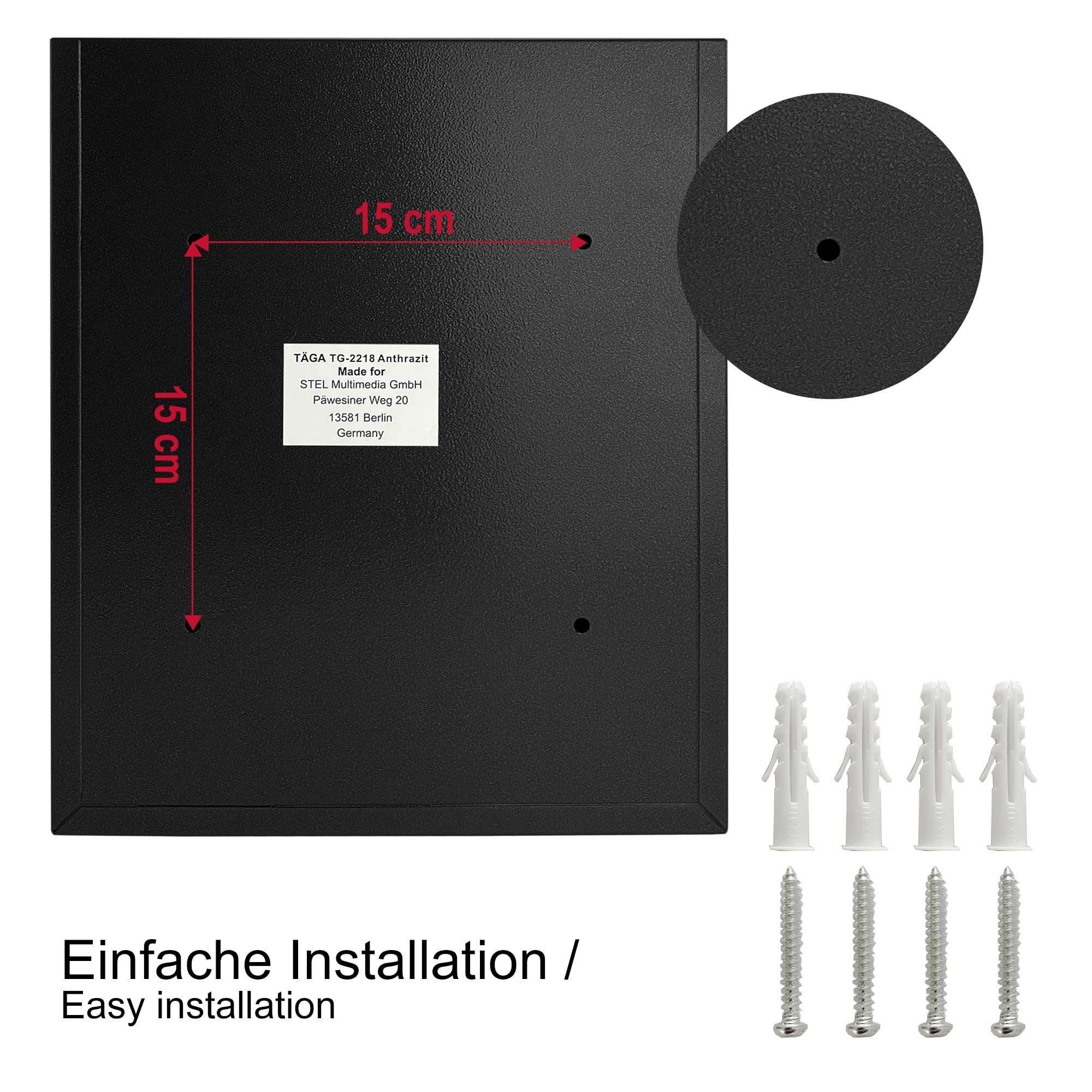2218 Buzón de Metal I Espacio para la Placa de identificación I con Cerradura, 2 Llaves y Material de fijación I Color: Negro