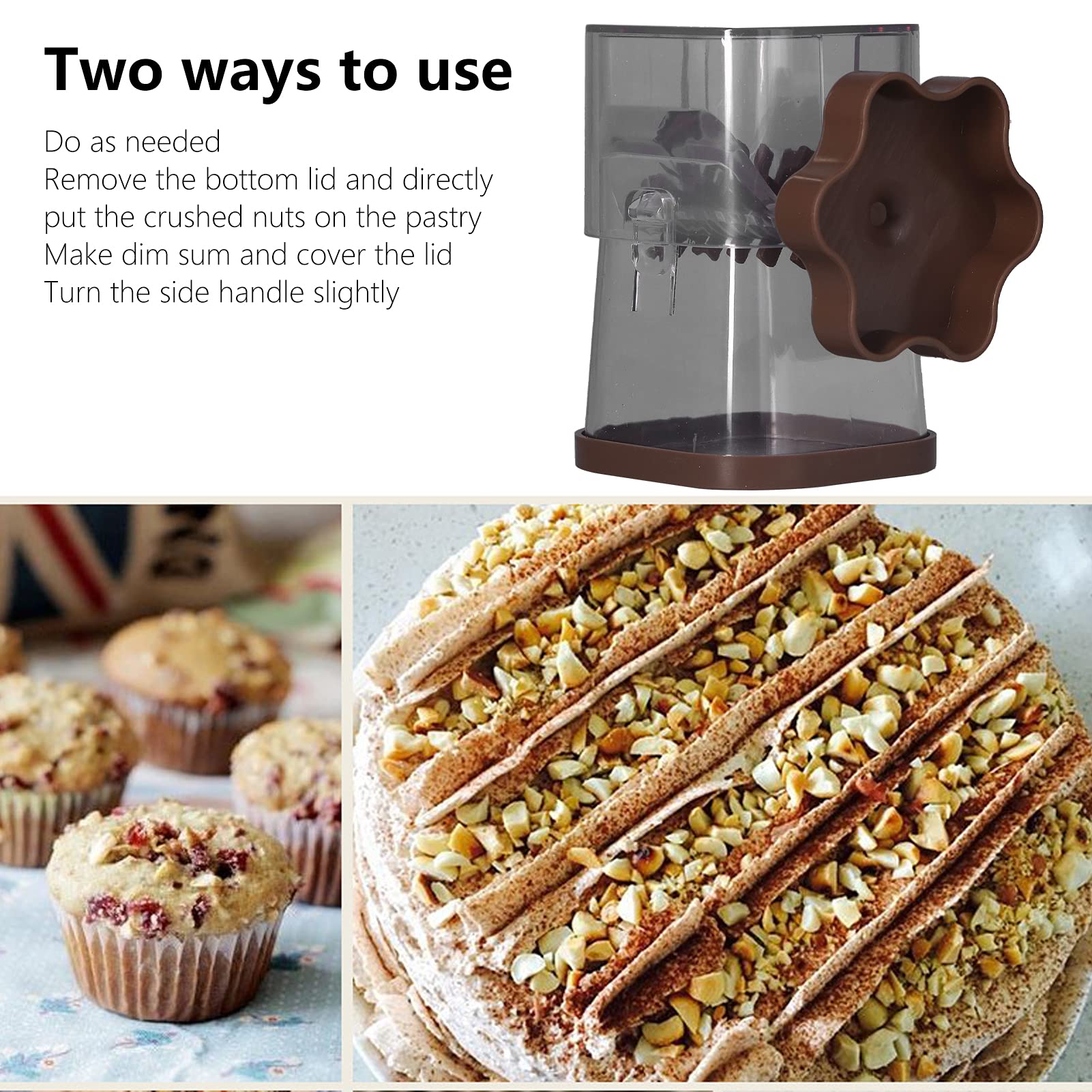 Nut Chopper, Manual Nut Grinder Hand Crank Food Chopper for Almonds Hazelnuts Pecans(Coffee)