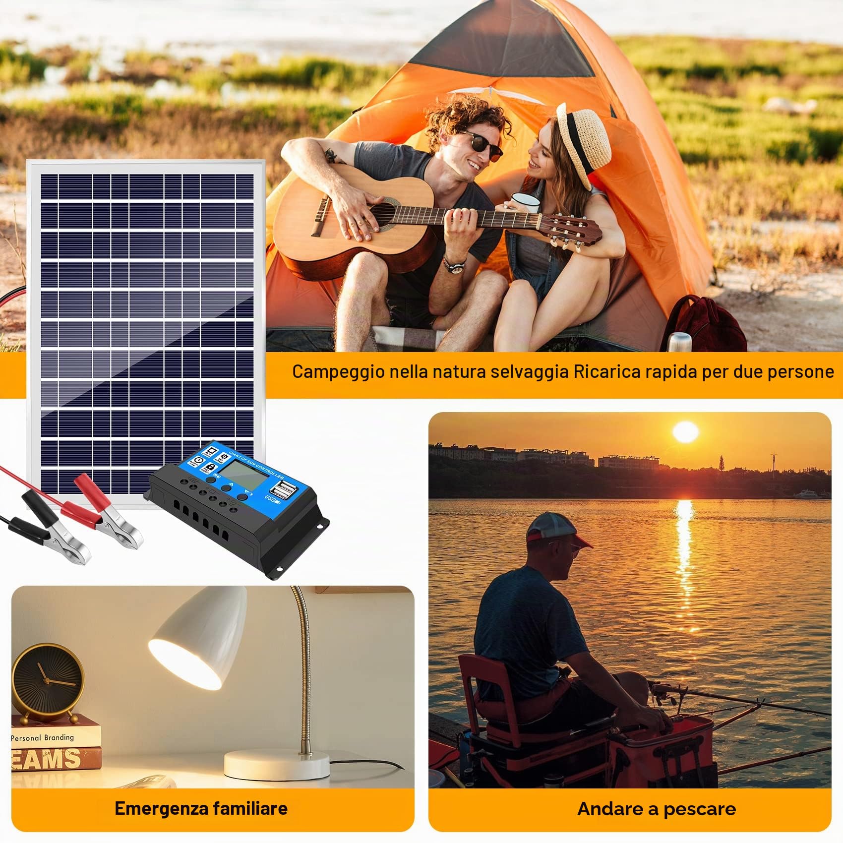 Caricabatterie da 30 W 12 V pannello solare + controller da 40 A per auto, barca, casa,