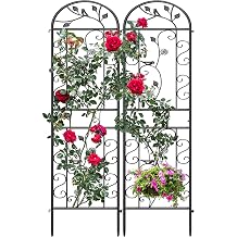 2 Pack 87"x20" Black Metal Garden Trellises, Decorative Daisy & Bird Rustproof Trellis for Outdoor Climbing Plants, Roses, Vines, Cucumbers & Vegetables