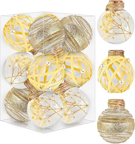 Mupera 12 bolas de Navidad Bolas de árbol de Navidad champán con purpurina mejoradas, bolas inastillables reutilizables para colgar, adecuadas para Mupera 12 bolas de Navidad Bolas de árbol de Navidad champán con purpurina mejoradas, bolas inastillables reutilizables para colgar, adecuadas para