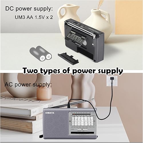 Miniatura 4 de XHDATA D219 Radio portátil AM FM de onda corta funciona con pilas pequeña gran radio de recepción con buen sonido conector de auriculares para