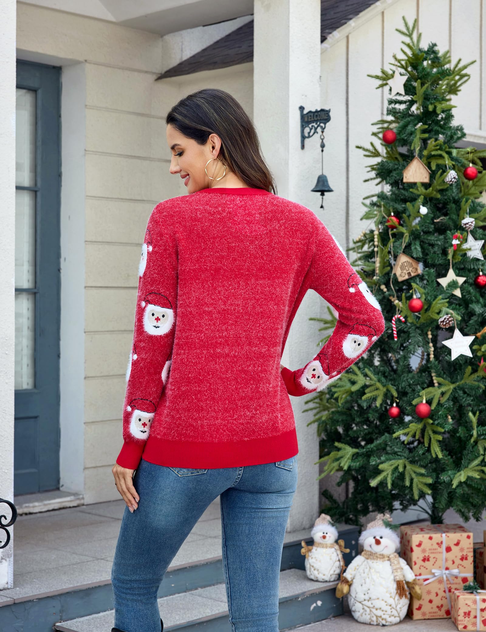 Totatuit Pull Noël Col Rond Manches Longues Doux Chaud Pull Moche de Noël | Matière Douce, Hiver, Tenue Quotidienne, Facile à Associer, Style Polyvalent
