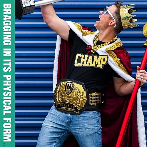 Miniatura 3 de TrophySmack Cinturón de campeonato de fútbol de fantasía  Grabados personalizables  Acabado dorado o plateado, 12 años de ganadores anteriores