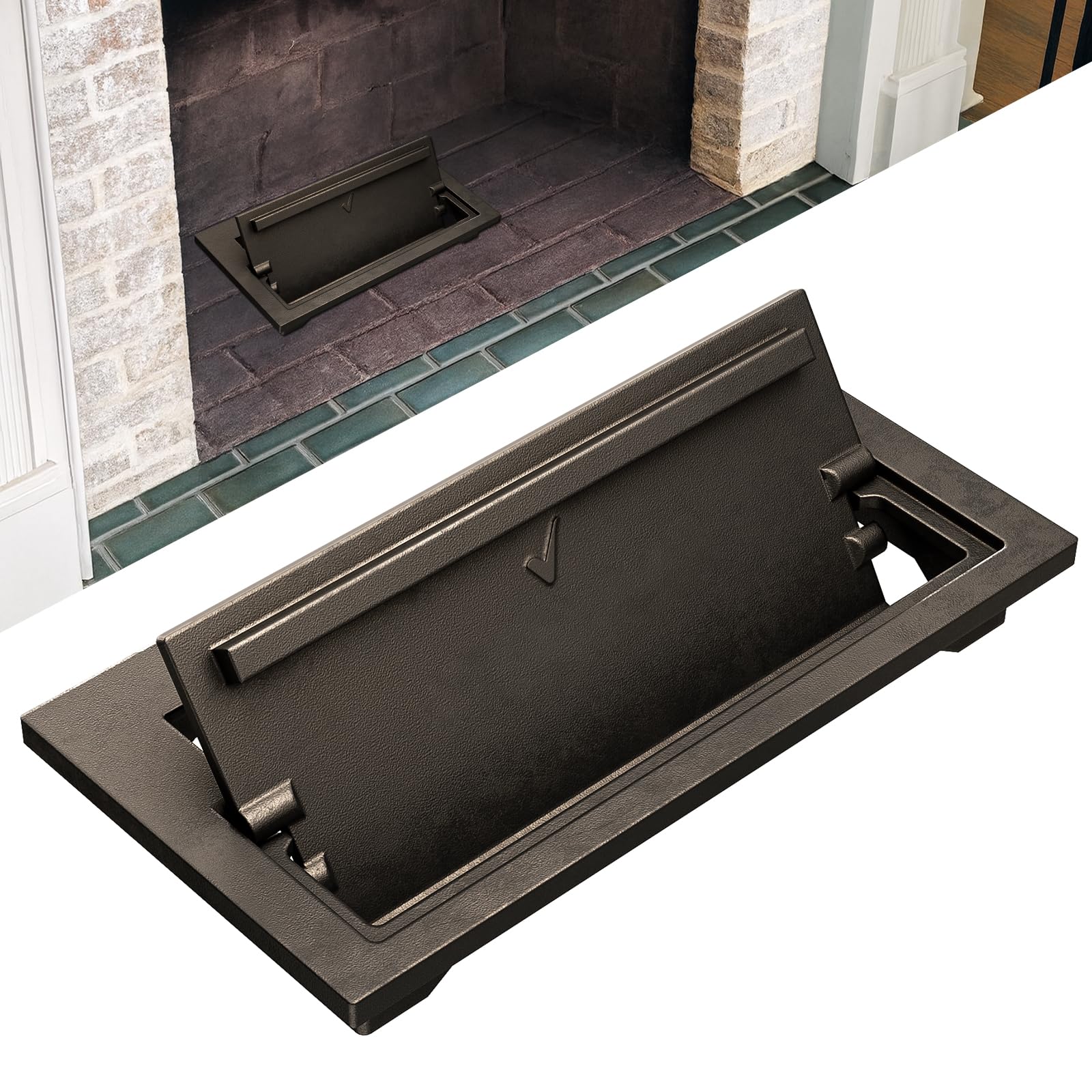 Photo 1 of Glosaie Cast Iron Fireplace Ash Dump Door, Fireplace Doors and Fireplace Cover for Easy Ash Cleanup, Ideal for Living Rooms, Bedrooms, Patios, and Public Spaces, Blackish Brown
