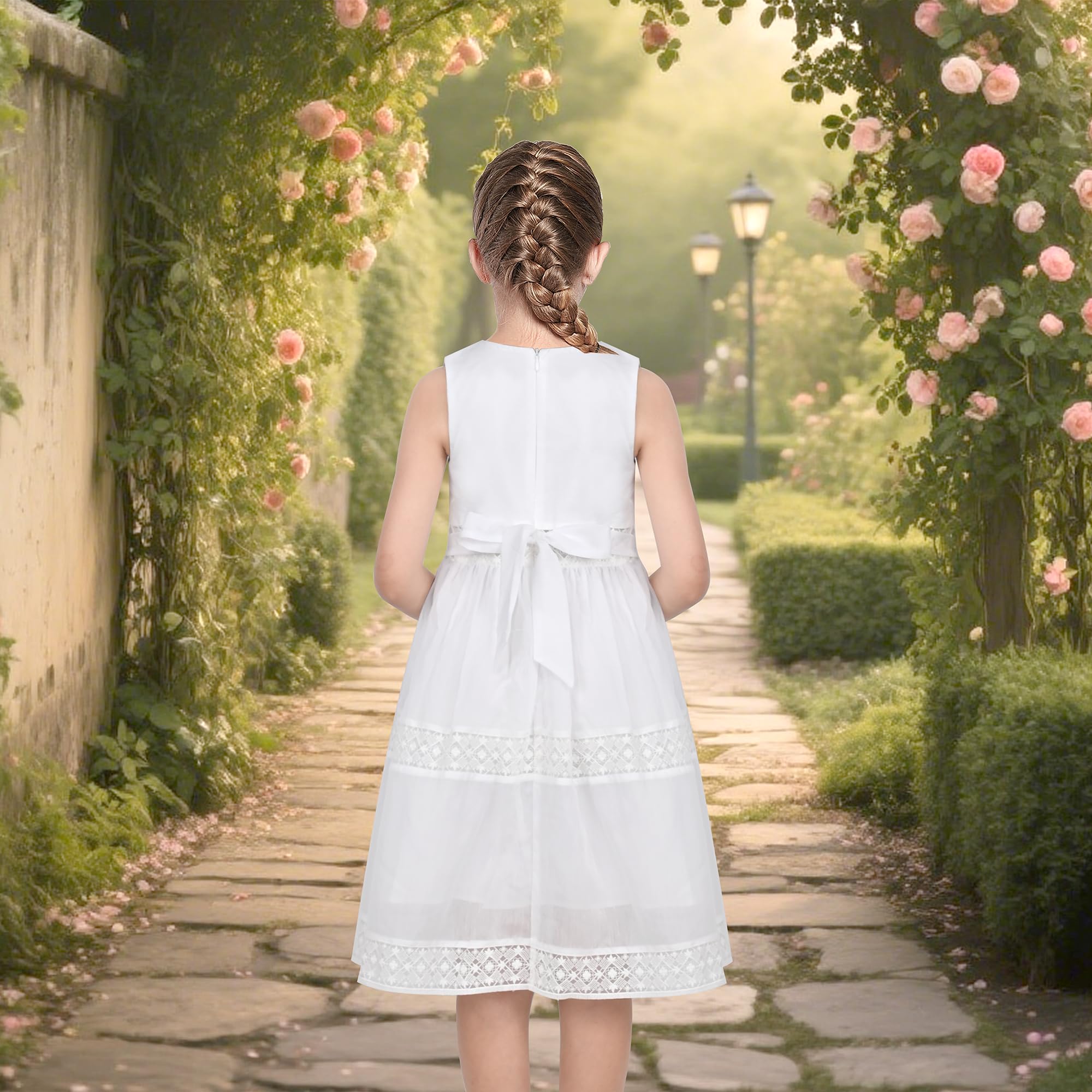 Sunny Fashion Vestido para niña Azul Flor Impresión Niños Ropa 2-10 años