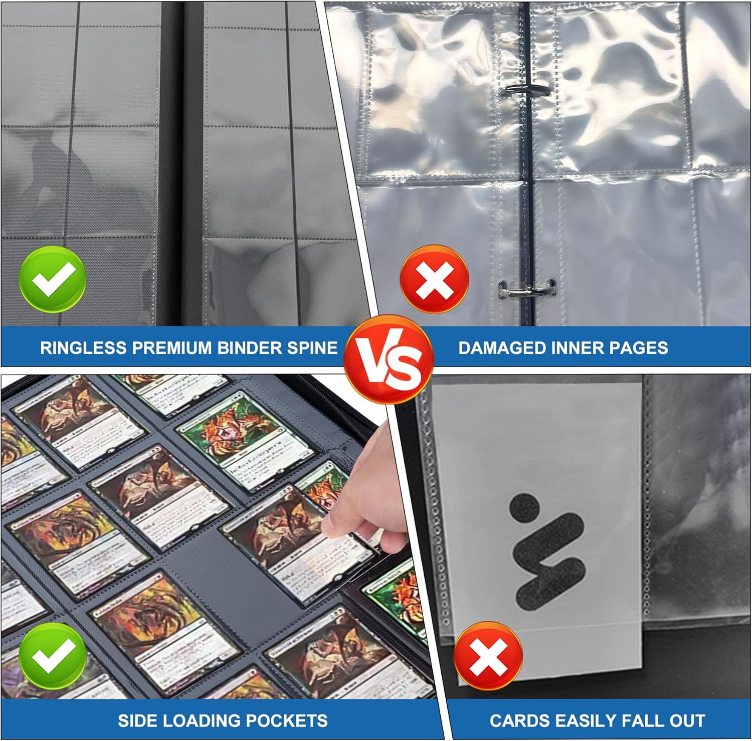 Trading Card Binder for One Piece Cards,16 Pocket with 32 Sleeves up to 1024 Cards One Piece TCG Card Binder,Waterproof Card Storage Book with Sleeves,One Piece for Card Display Case