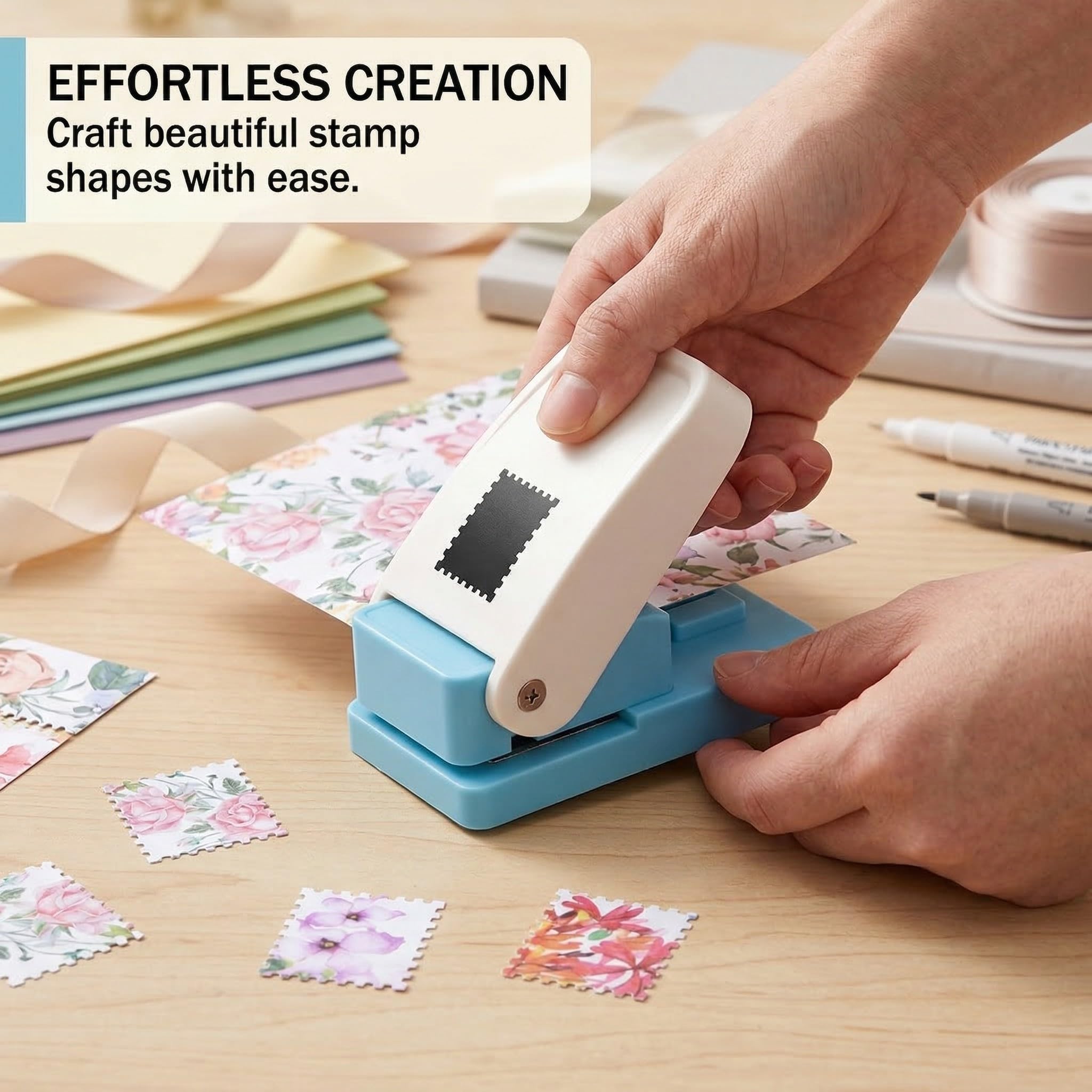 Perforatrice rettangolare per francobolli a leva forma del timbro per lavori artigianali con carta scrapbooking fai da te creazione di biglietti artistici e artigianali