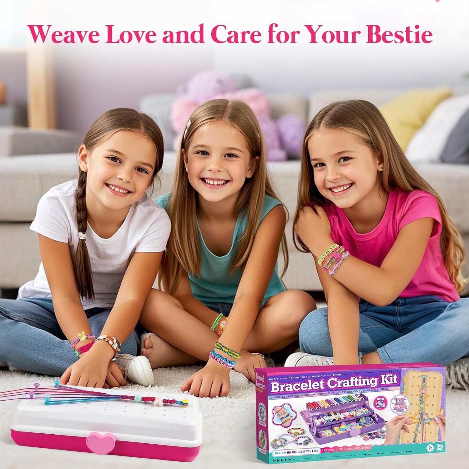 TingingYuli Friendship Bracelet Making Kit for Girls 8-12, DIY String Bracelet Maker with 3-Layer Storage Box, Arts and Crafts for Kids Ages 6-12, Easter Christmas Birthday Gift Set
