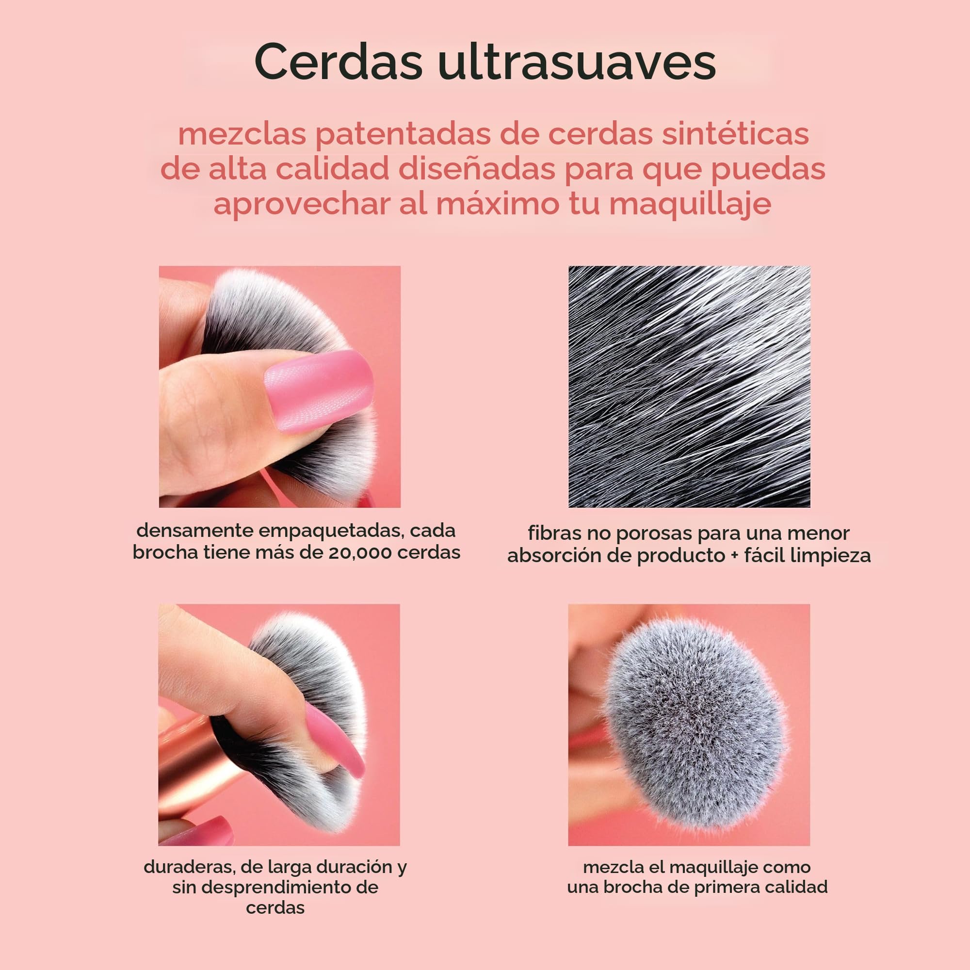 REAL TECHNIQUES Tapered Cheek Makeup Brush, Blush, Highlighter, Loose Powder, Soft Bristles, Pink