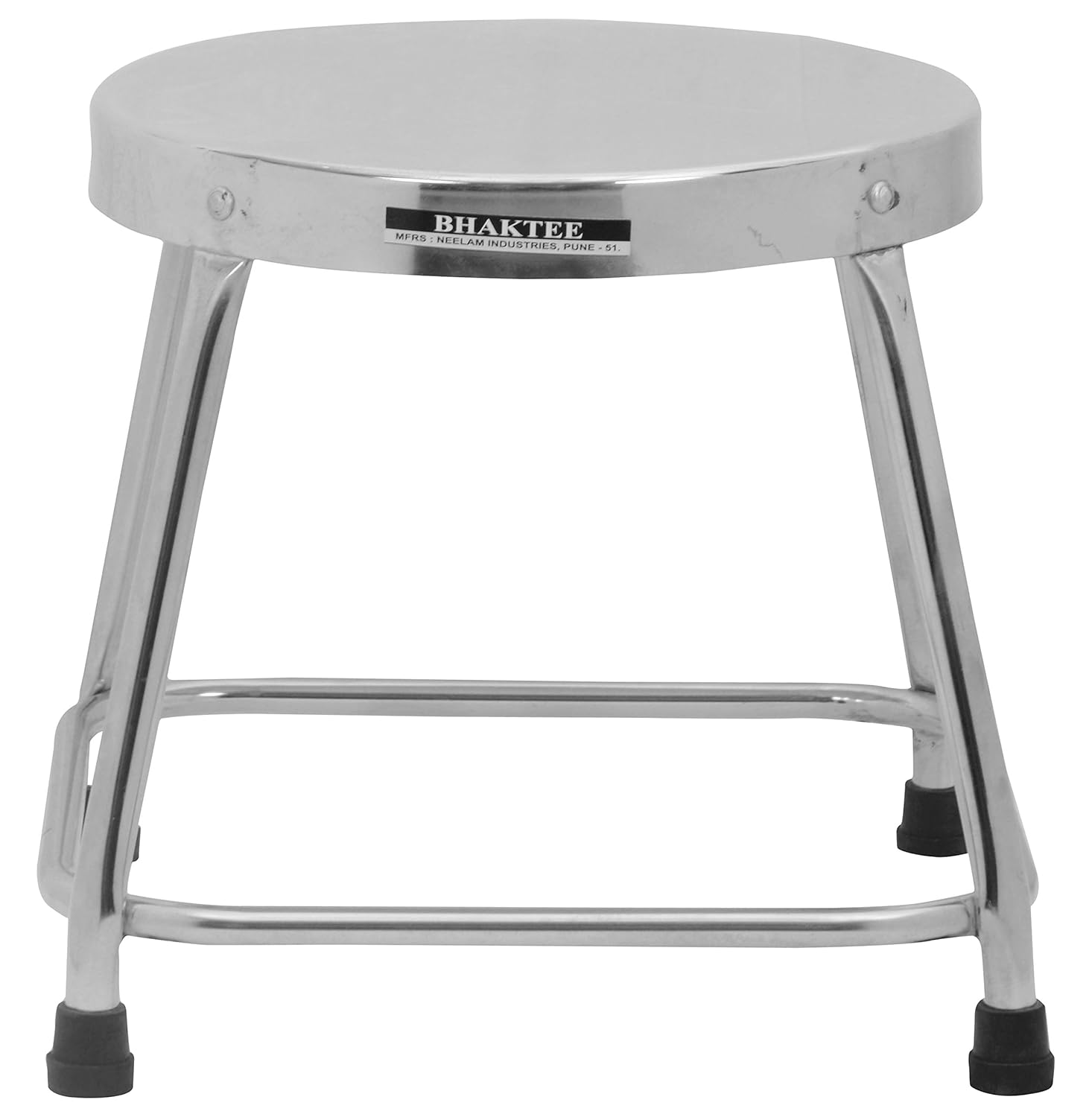 BHAKTEE Stainless Steel Round Bathroom Stool (11 Inch, Metallic
