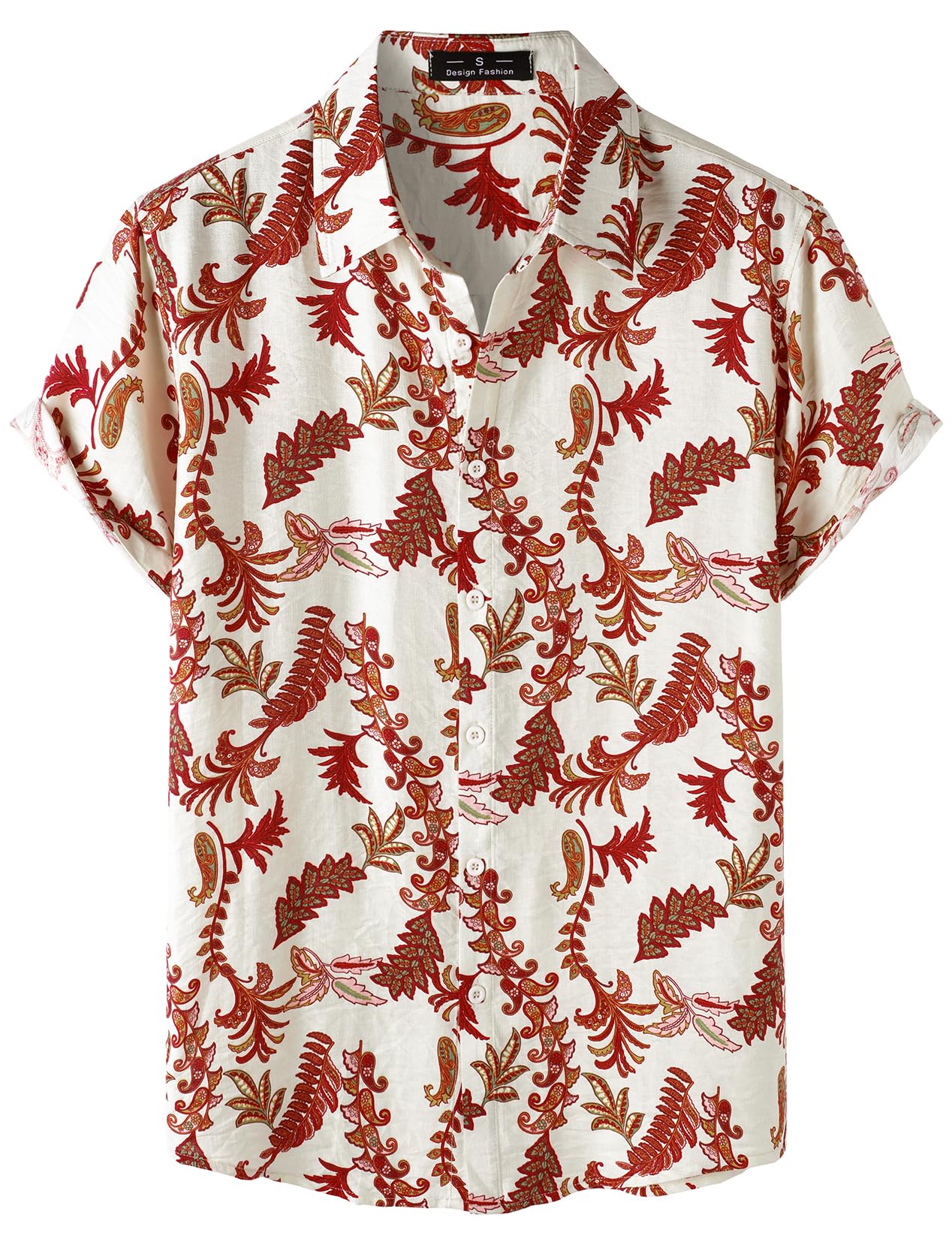 JEMITOP Men's Stylish Casual Printed Short Sleeve Button Down Shirts Summer Vacation Beach Tropical Hawaiian Shirt