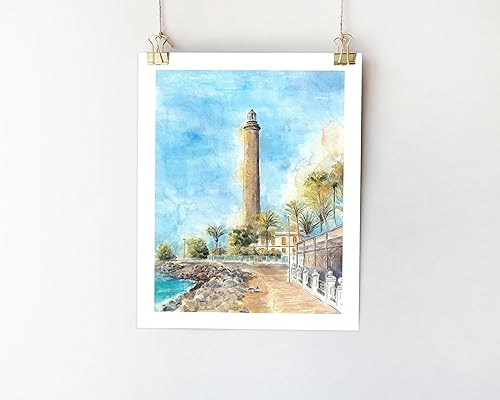 Gran Canaria poster Maspalomas painting Gran Canaria print Las Palmas wall art Spain poster Canaria wall art Travel poster Spain travel poster City