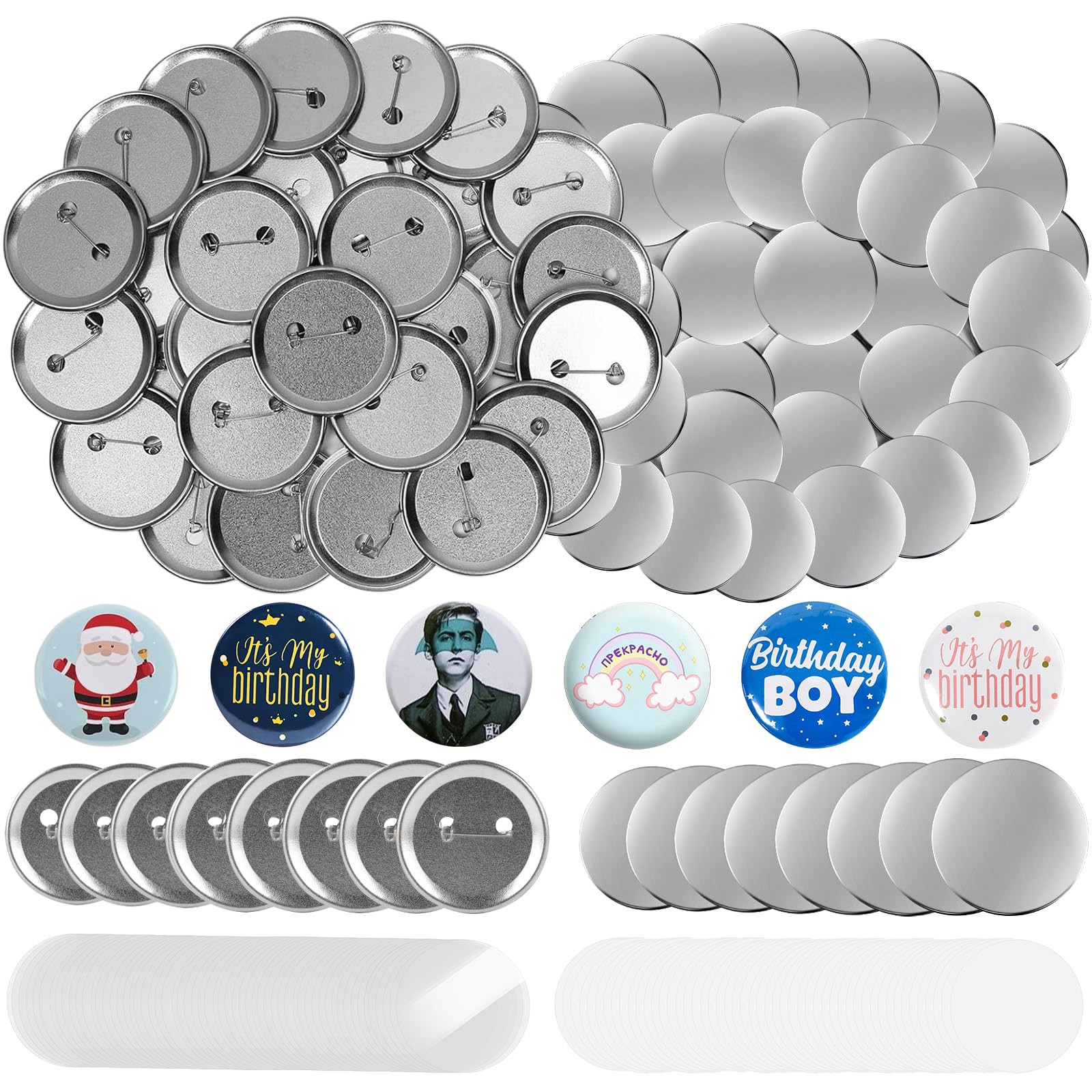 50/100 zestawów metalowych półfabrykatów przypinek - 58 mm, przypinki do samodzielnego wykonania, bez maszyny, metalowe przypinki z przypinką, do zdjęć, ubrań (100 sztuk)
