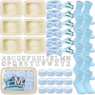37 Pcs 6 Set Last Toast on The Coast Gift Bachelorette Party Spa Kit Coastal Bridesmaid Proposal Makeup Bags Pearl Stickers Headbands Wristbands Hair Clips Socks for Sleepover Bridal Gifts