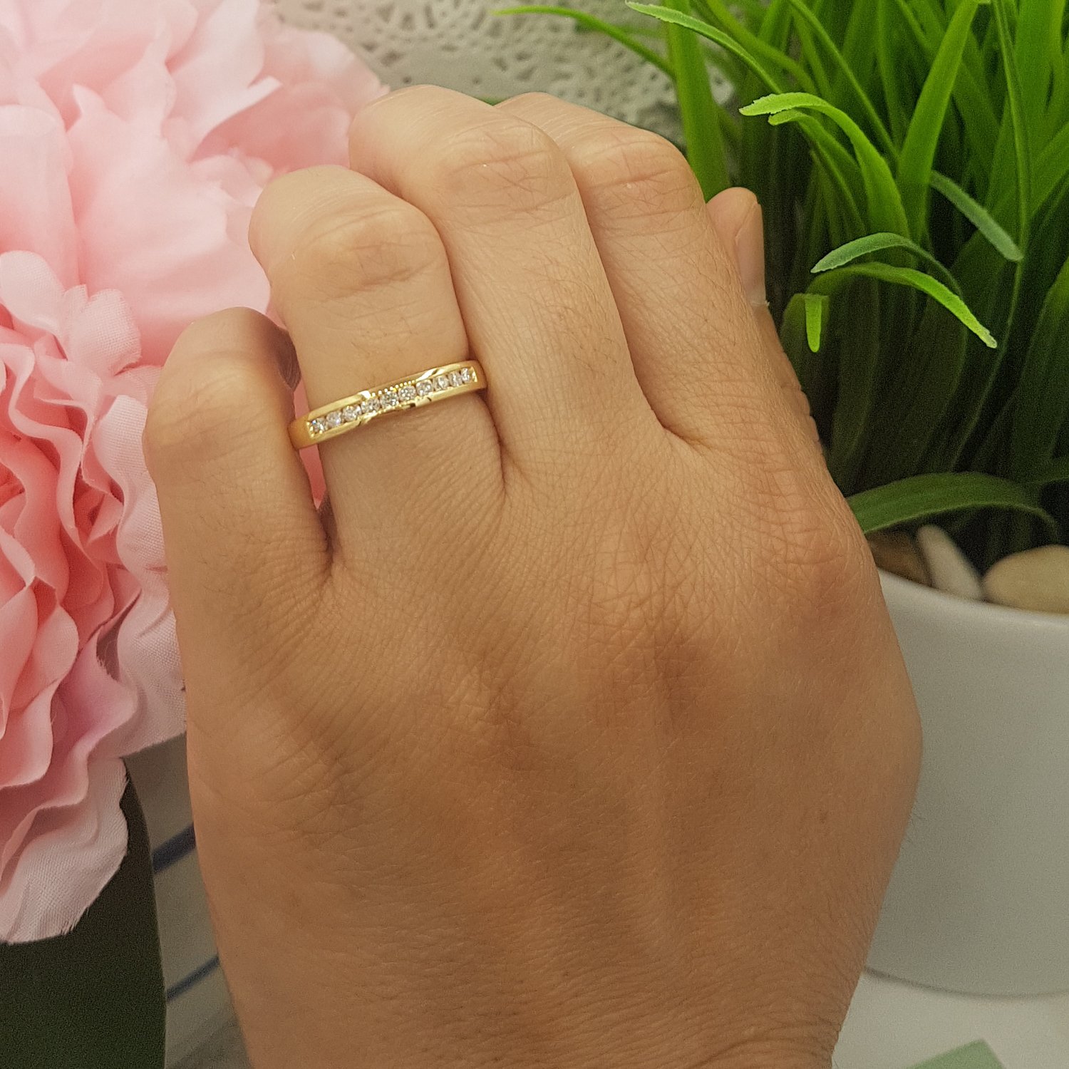DazzlingRock Collection 10 quilates oro amarillo redonda H-I Diamante cultivado en laboratorio