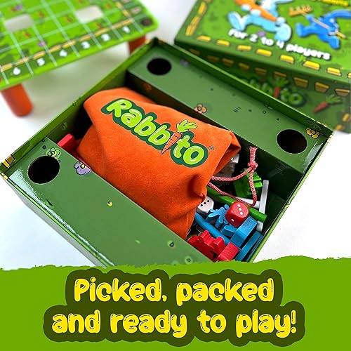 Miniatura 8 de Rabbito - Un juego para conejos agresivos - Tira los dados, empuja las zanahorias y rastrillarlas. Un divertido juego familiar de madera para niños