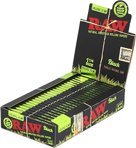 Miniatura 2 de 1 caja  RAW Black Organic tamaño 1 14 (3.071 in) papel de liar  1200 papeles