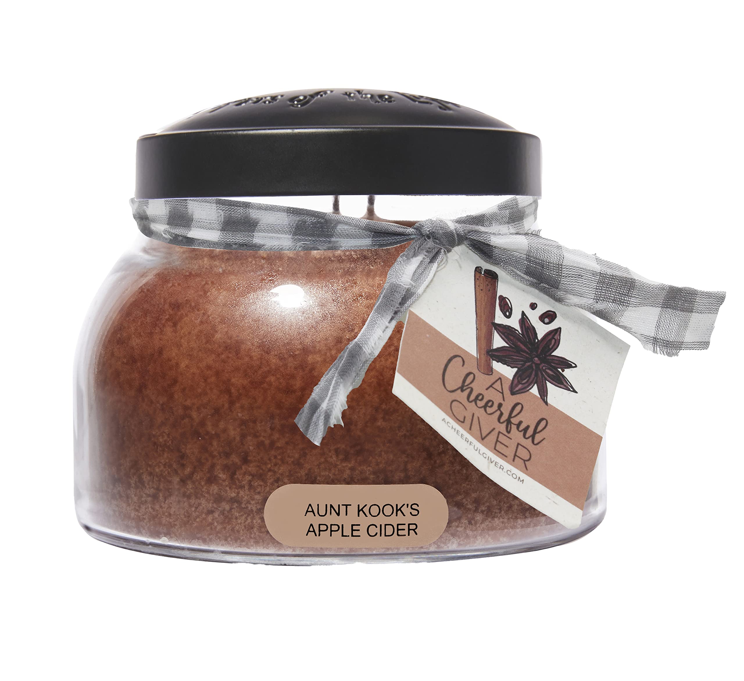 A Cheerful GiverAunt Kook's Apple Cider Mama Scented Glass Jar Candle (22oz) with Lid & True to Life Fragrance Made in USA