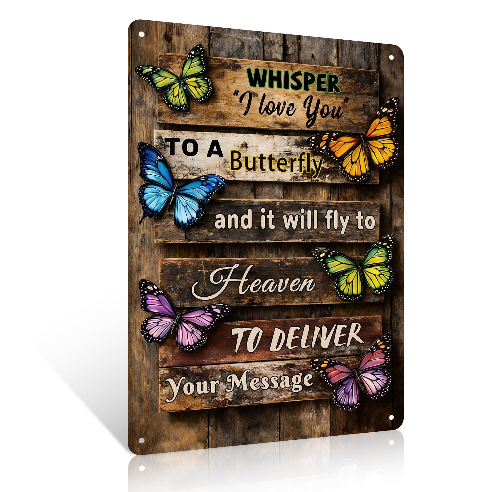 Ulord Butterfly Memorial Metal Sign 8x12 Inch Sympathy Wall Art