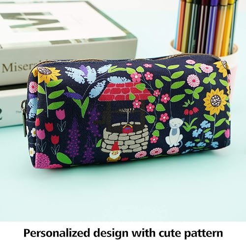 Miniatura 5 de LParkin Lindo jardín gnomo lona lápiz estuche pluma bolsa gadget caja caja estacionaria maquillaje cosmético bolsa