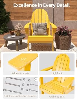 Amazon.com : BUPPLEE Folding Adirondack Chair, 450 LBS Heavy Duty