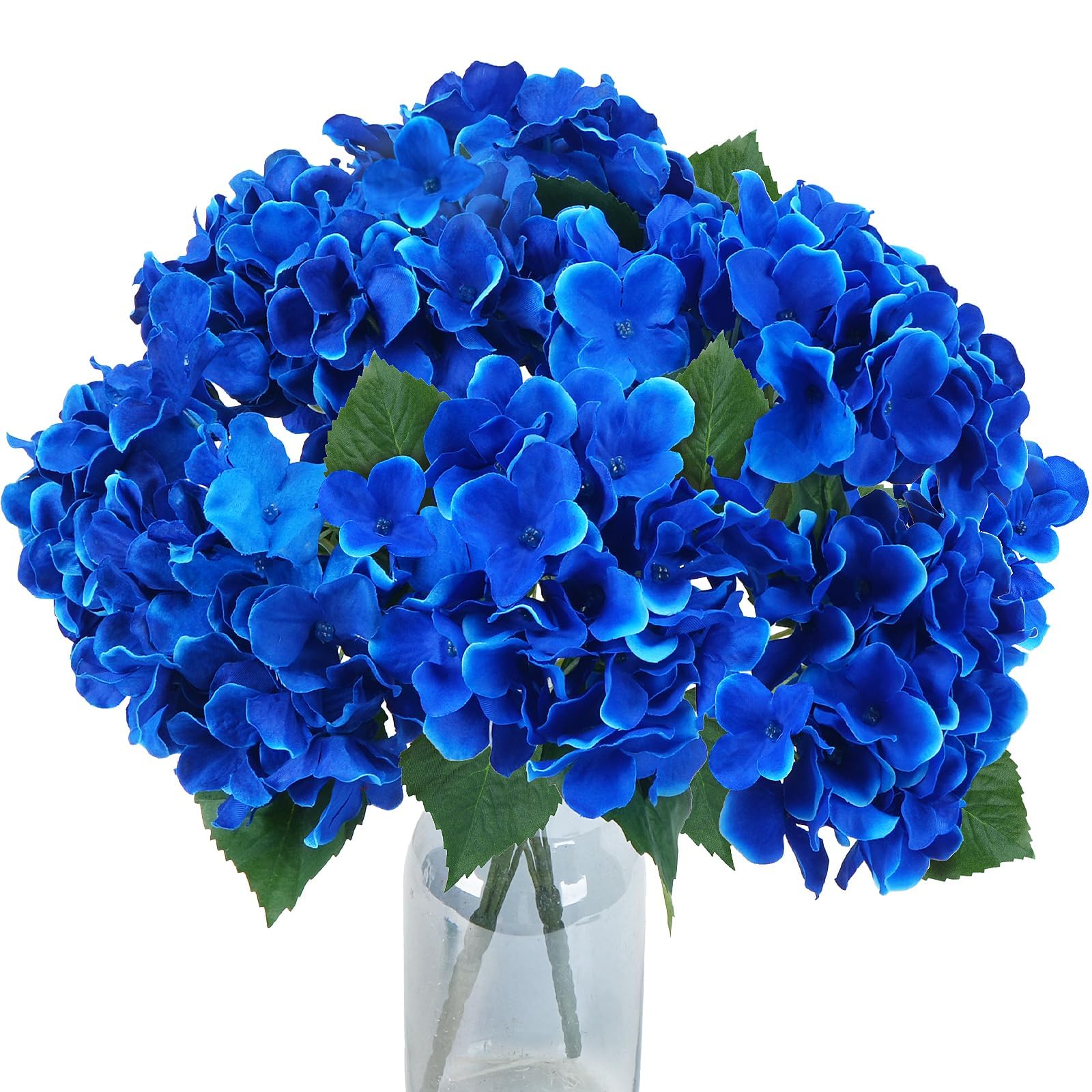 2 Pcs Blue Hydrangea Artificial Flowers Royal Blue Hydrangeas 10 Heads Silk Hydrangea Flowers Bouquets for Wedding Bouquet Table Centerpieces Floral Arrangements Home Decor